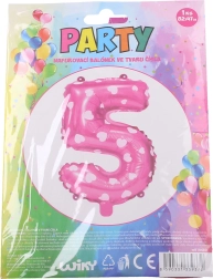 Globos número 5 rosa con corazones 82 × 47 cm