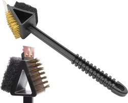 Rascador y cepillo para parrilla 3 en 1 con mango largo