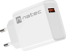 Cargador de red NATEC Ribera 1× USB‑A 18 W blanco
