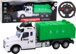 Coche RC verde con control remoto y efectos