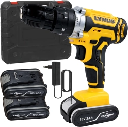 Taladro/atornillador inalámbrico 18 V con LED, maletín y 2× baterías de 2 Ah