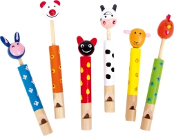 Silbato de madera para niños con animalitos