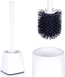 Escobilla de baño de silicona con soporte, blanca