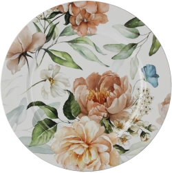 Bajo plato redondo con decoración floral 33 cm – blanco (paquete de 6 uds)