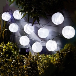 Cadena solar con farolillos blancos y LED de luz blanca fría, 2,5 m