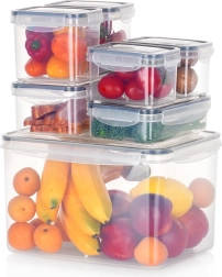 Juego de recipientes herméticos para alimentos con tapa y junta, 7 piezas