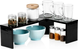 Estante de cocina esquinero, negro, 47 × 32 × 15,5 cm