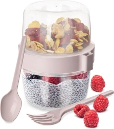 Vaso para yogur con cuenco para muesli y cuchara 370 ml
