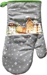 Manopla de cocina navideña casas nevadas 18 × 30 cm