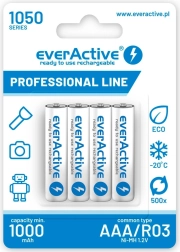 Baterías recargables AAA R03 1050 mAh, blíster de 4 uds.