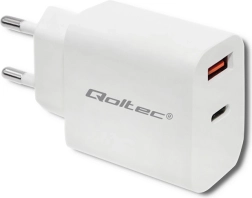 Cargador de red 18W USB-C PD y QC 3.0 Blanco
