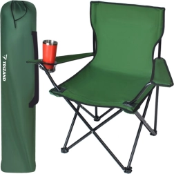 Silla de pesca plegable con portavasos y funda TRIZAND, verde