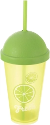 Vaso de plástico con tapa y pajita de 450 ml – motivo cítrico