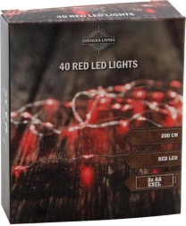 Guirnalda luminosa 40 LED, roja, 2 m, a pilas