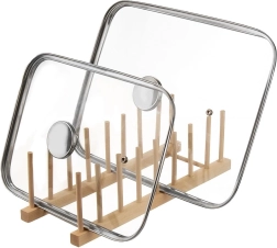 Soporte de madera para tapas y platos 35,5 × 13,5 × 11 cm