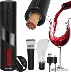 Sacacorchos eléctrico para vino Ruhhy – automático, USB‑C, set de 4 piezas