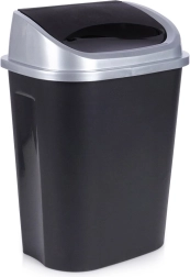 Papelera de plástico con tapa basculante 25 l, negra