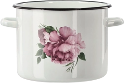 Olla esmaltada 5,5 l, 22 cm, blanca Peonía Laura