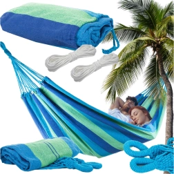 Hamaca de jardín doble XXL 200 × 150 cm, a rayas, con bolsa