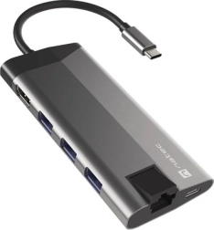 Concentrador USB‑C NATEC Fowler Plus 8 en 1, 3× USB 3.0, HDMI 4K, RJ‑45, SD/microSD, PD 100 W