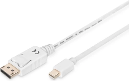 Cable DisplayPort blanco 4K 60Hz miniDP a DP 2 m