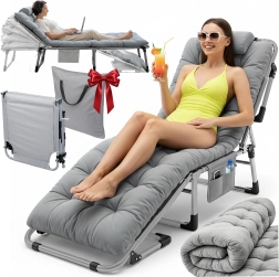 Cama turística plegable y tumbona de jardín ChillWell Dream – gris