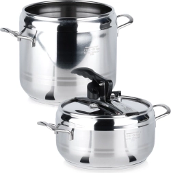 Olla a presión de acero inoxidable PROFI 4 + 7 l, set de 2 piezas