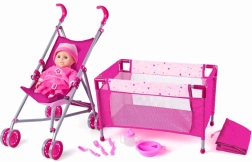 WOODY Set infantil con cochecito y cuna