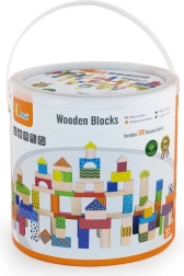 Bloques de construcción de madera – 100 piezas en cubo