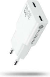 Cargador de red everActive GaN super slim 30 W con 2× USB‑C