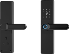 Manija inteligente Tuya, cerradura electrónica con huella dactilar, código, Wi‑Fi, RFID - negra