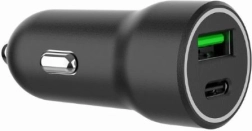 Cargador de coche negro USB-A/USB-C 20W PD