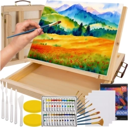 Set de pintura artística con maletín y caballete