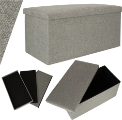 Puf gris plegable con almacenaje 76x38x38 cm