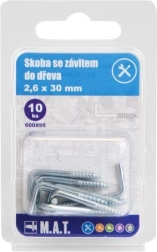 Grapa roscada para madera 30 × 2,6 mm, zincada, 10 uds