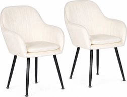 Juego de 2 sillas tapizadas de terciopelo ModernHome en color crema