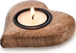 Portavelas de madera para vela de té de mango 10 × 10 cm