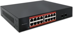 Switch PoE gigabit 16× RJ45 y 2× SFP, 1000 Mb/s, chasis metálico
