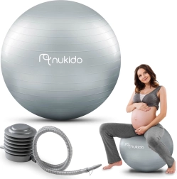 Pelota de embarazo y fitness NUKIDO de 65 cm con bomba, gris