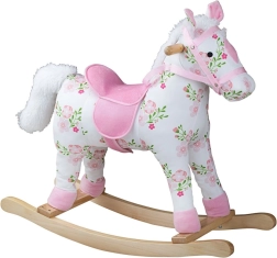 Caballo balancín de madera con estampado floral