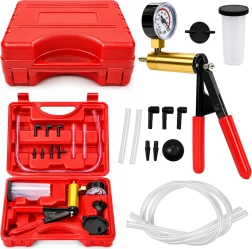 Bomba de vacío manual con manómetro para purgado de frenos, kit en maletín 120 ml