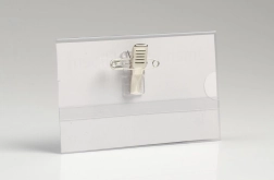 Tarjeta identificativa con clip y alfiler