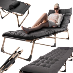 Cama turística plegable LUARO con colchón, 193 cm, gris oscuro