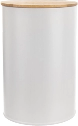 Lata metálica blanca para alimentos con tapa de bambú Whiteline 800 ml