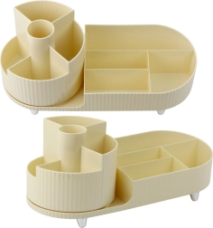 Organizador de cosméticos con mecanismo giratorio beige