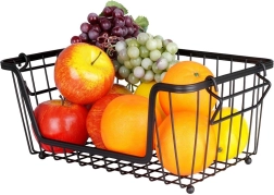 Cesta metálica para fruta y verdura, negra