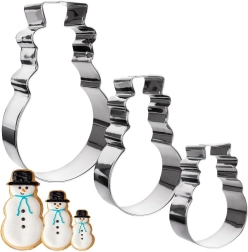Juego de cortadores de acero inoxidable en forma de muñeco de nieve, 3 uds (13 cm)