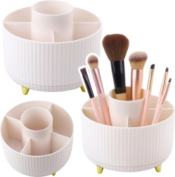 Organizador giratorio para brochas y labiales, blanco, 5 compartimentos