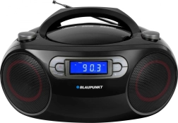 Boombox portátil con FM, CD/MP3, USB, AUX, reloj y despertador