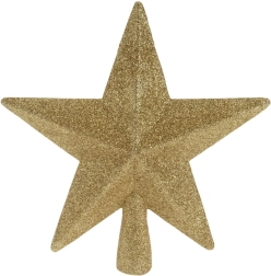 Estrella dorada irrompible con brillo para la punta del árbol de Navidad 19 cm